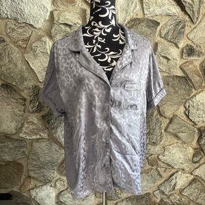 Tart Intimates Blue Short Sleeve Button Down Shirt XL